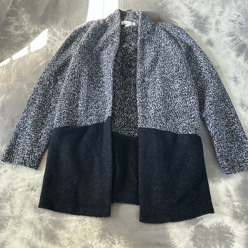 Liz Claiborne Blue and Navy Blue Soft Long Cardigan Pockets